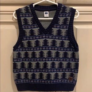 Janie and Jack navy Christmas tree cotton vest